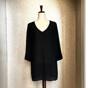 hinge, Black Chiffon Dress, Size Medium.